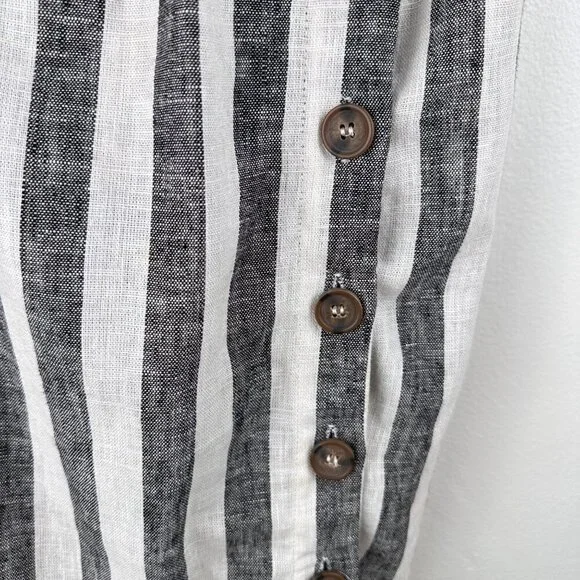NWT Infinity Raine Love Tree Linen Button Up Stripe V Neck Dress, Size M - Picture 5 of 14